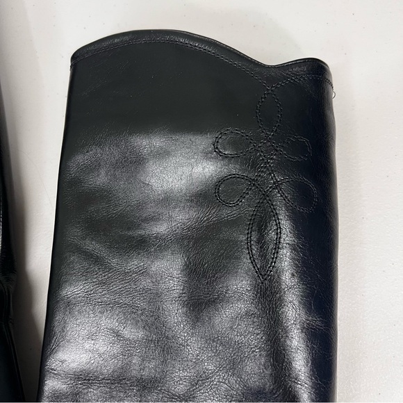 Vaneli Black Leather Western Pull On Knee High Boots Size 8.5 - Picture 7 of 14